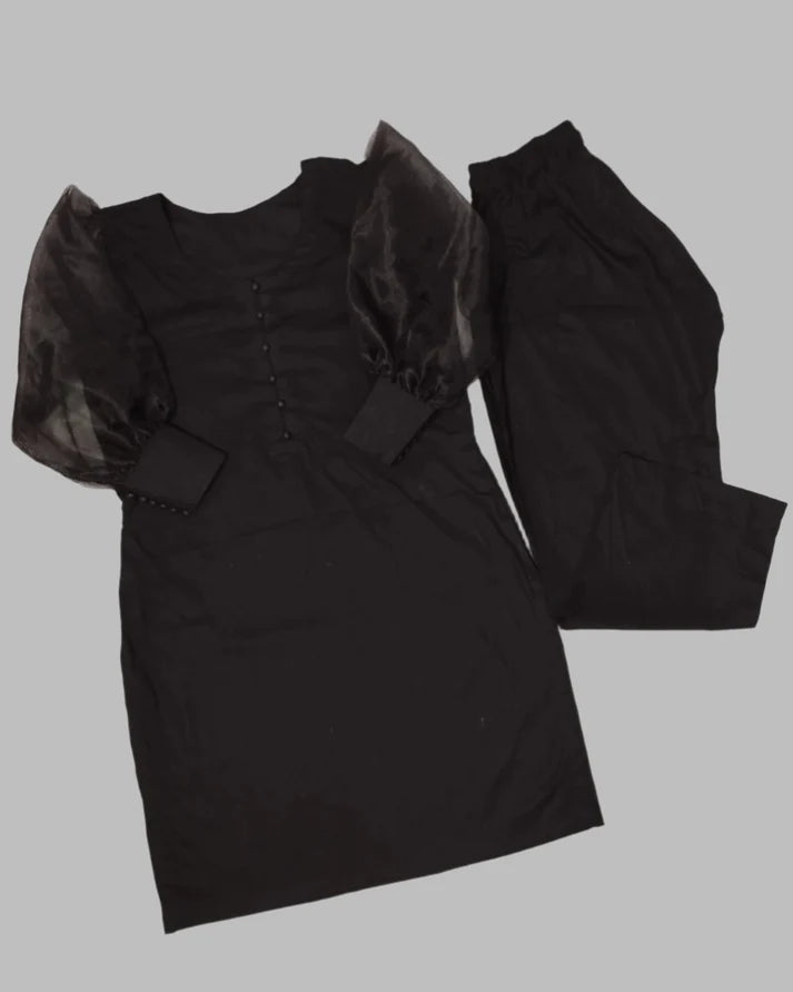 Breeze 04 – 2PC Lawn Suit with Organza Puff Sleeves & Button Detailing | Qasrelibas