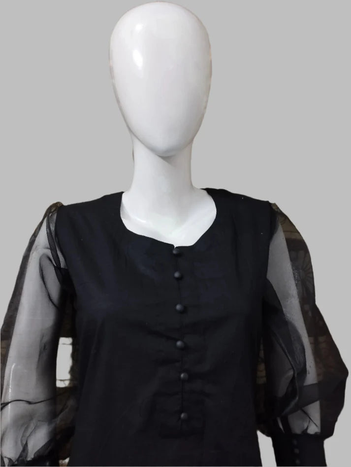 Breeze 04 – 2PC Lawn Suit with Organza Puff Sleeves & Button Detailing | Qasrelibas