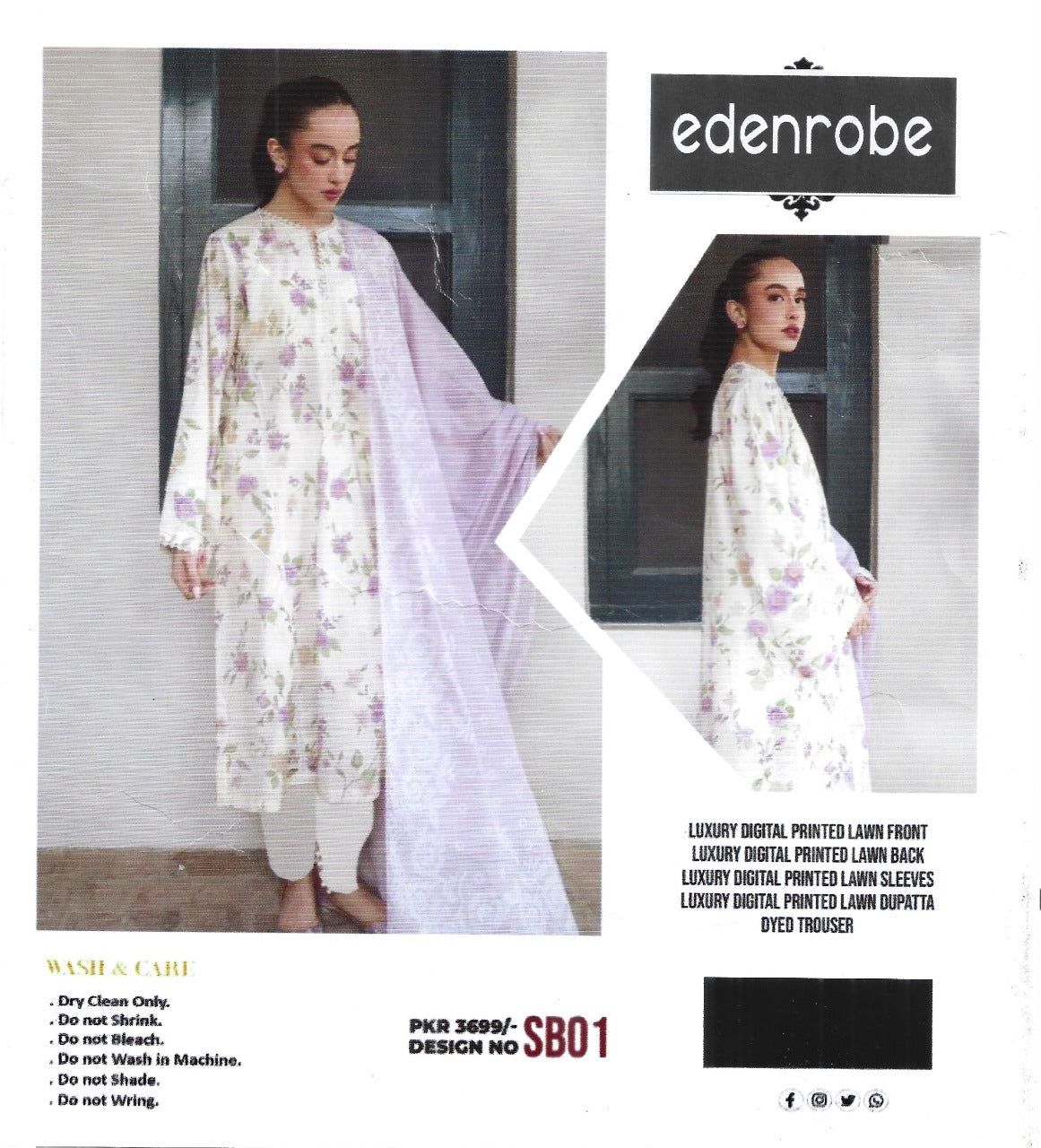 SB01 Digital Printed Unstitched 3PC Lawn Suit with Dupatta – Qasrelibas
