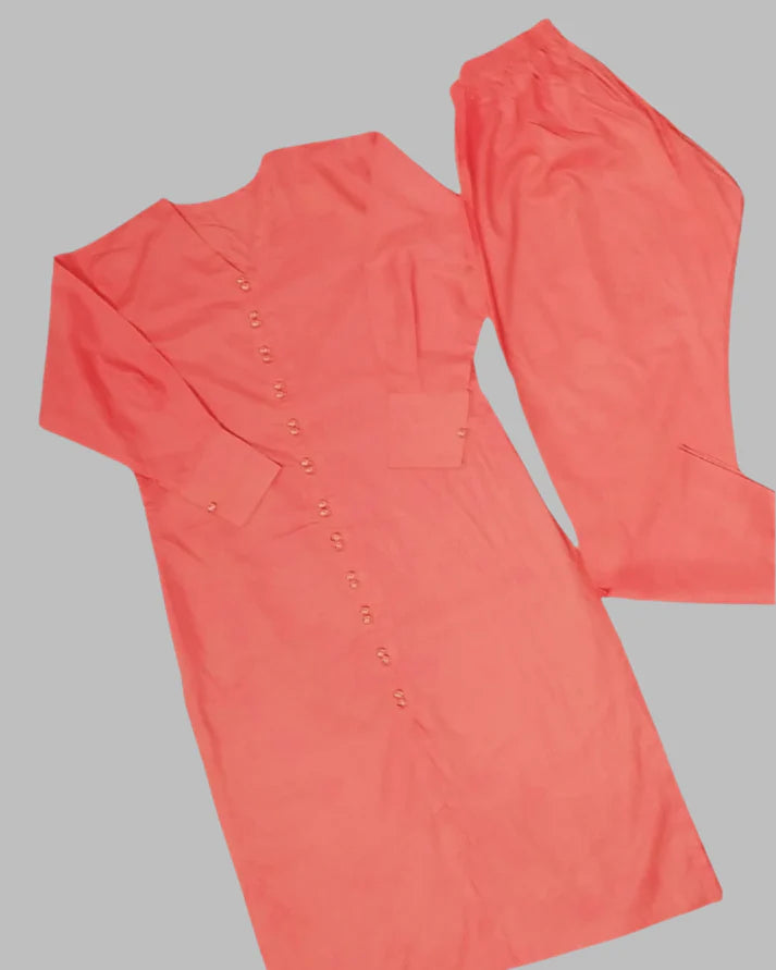 Breeze 09 – 2PC Lawn Suit with Long Open Shirt, Cuff Sleeves & Button Detailing | Qasrelibas