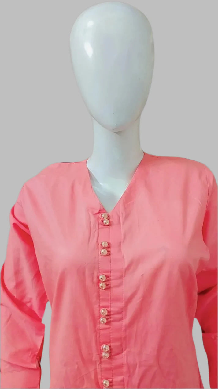 Breeze 09 – 2PC Lawn Suit with Long Open Shirt, Cuff Sleeves & Button Detailing | Qasrelibas