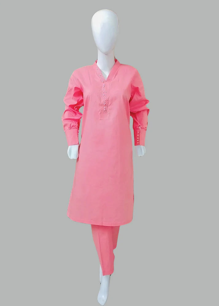 Breeze 02 – Stitched 2PC Lawn Suit with Pearl Neckline & Cuff Sleeves | Qasrelibas