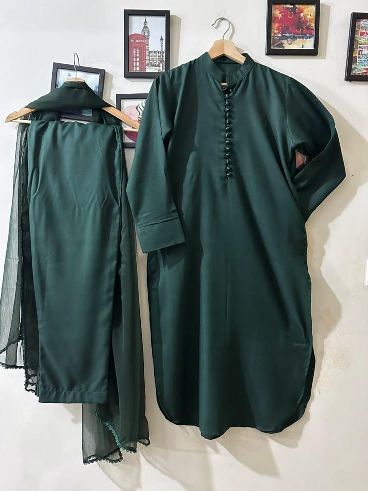 Breeze 13 – 3PC Lawn Suit with Button Neckline, Cuffed Sleeves & Lace Chiffon Dupatta | Qasrelibas