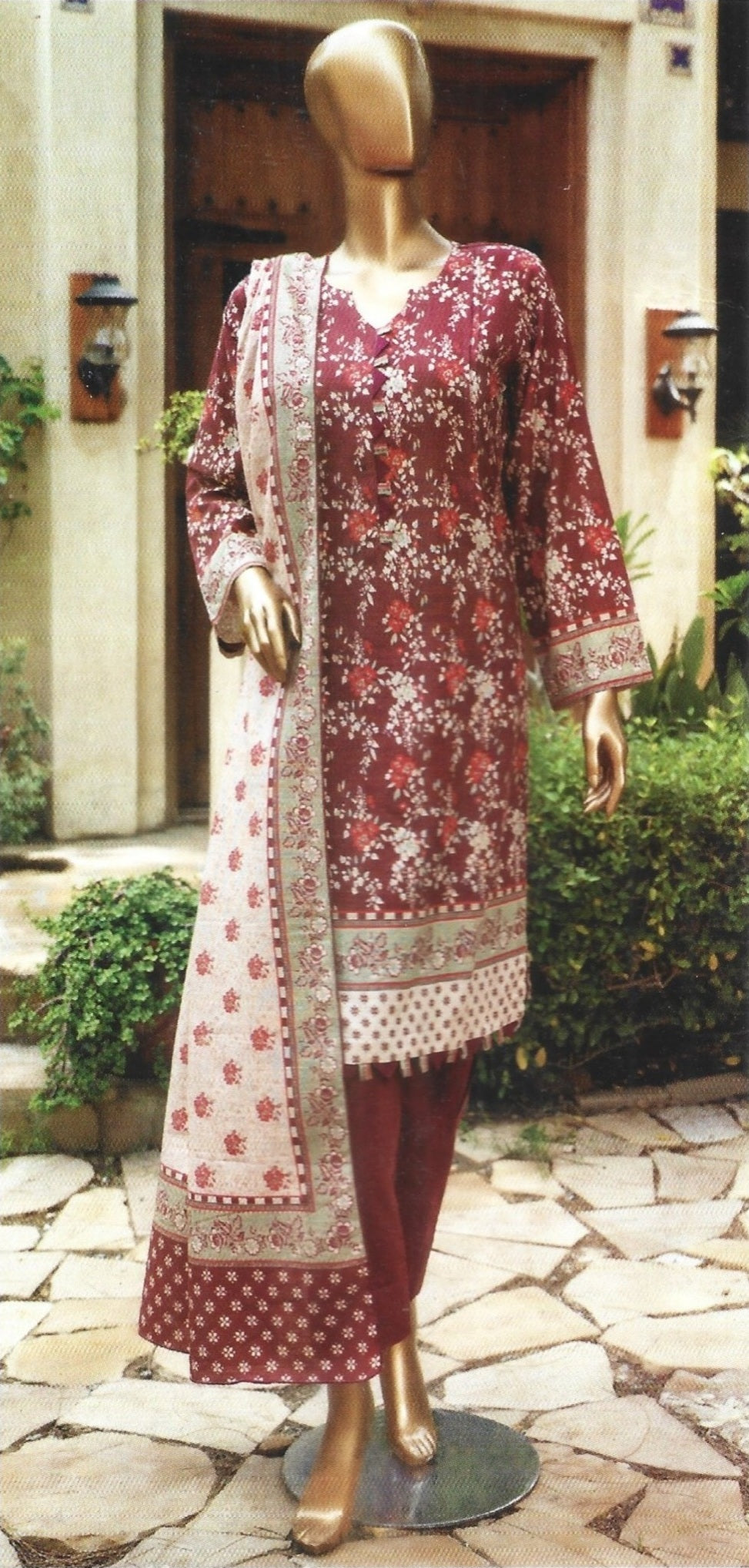 Printed Khaddar Unstitched 3PC Suit with Dupatta – D-048 | Qasrelibas