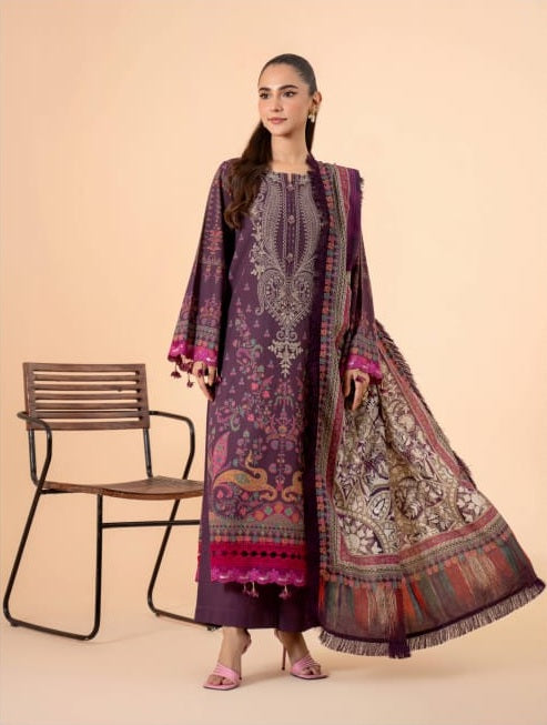 Digital Printed Khaddar Unstitched 3PC Suit with Dupatta – Aster | Qasrelibas