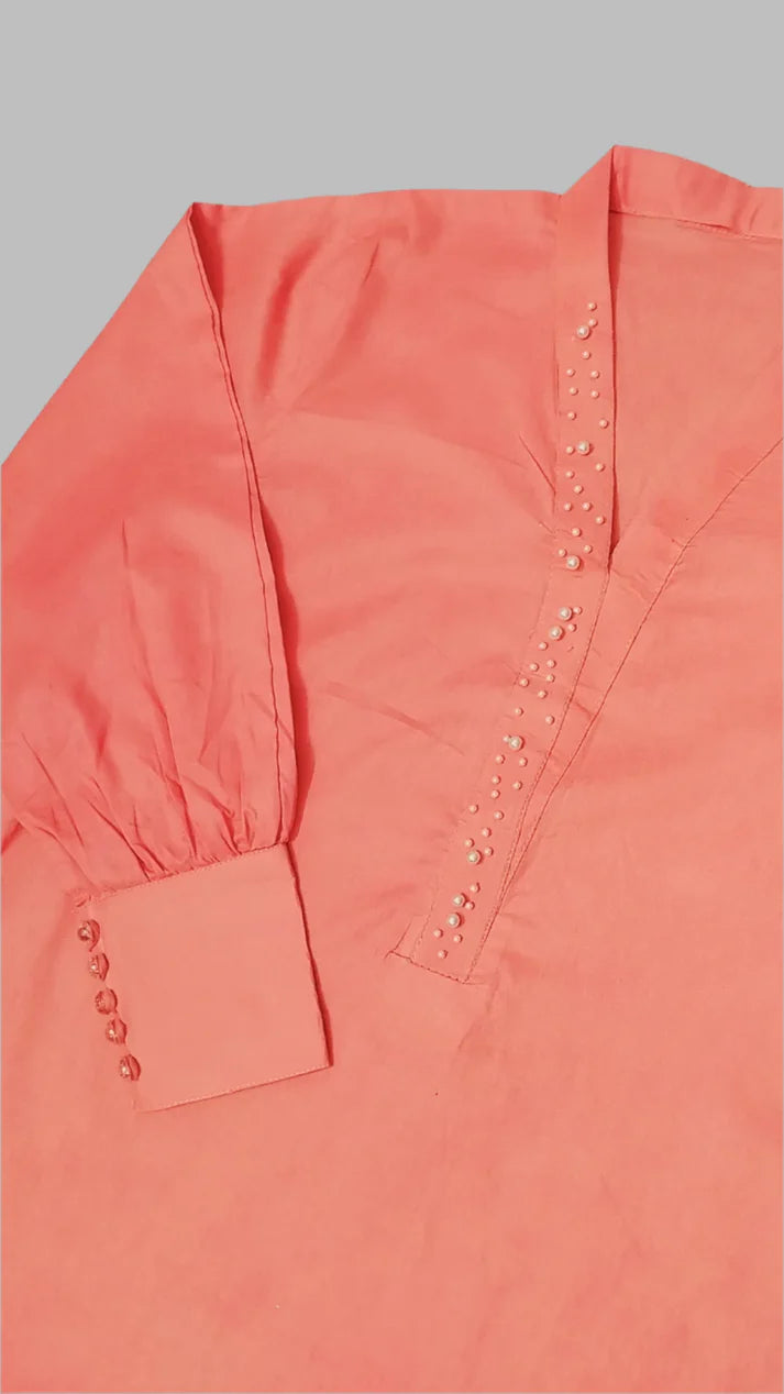 Breeze 02 – Stitched 2PC Lawn Suit with Pearl Neckline & Cuff Sleeves | Qasrelibas