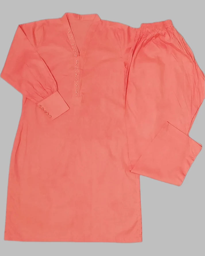 Breeze 02 – Stitched 2PC Lawn Suit with Pearl Neckline & Cuff Sleeves | Qasrelibas