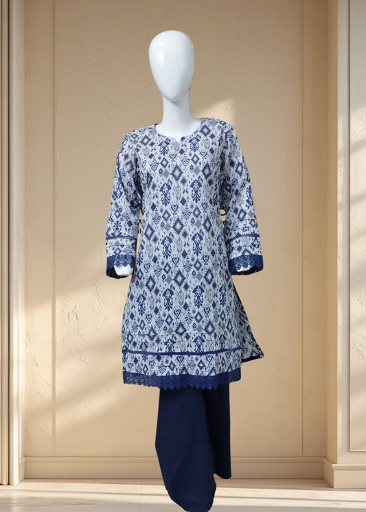 Bloom 05 – 2PC Digital Printed Lawn Suit with Matching Lace Detailing | Qasrelibas