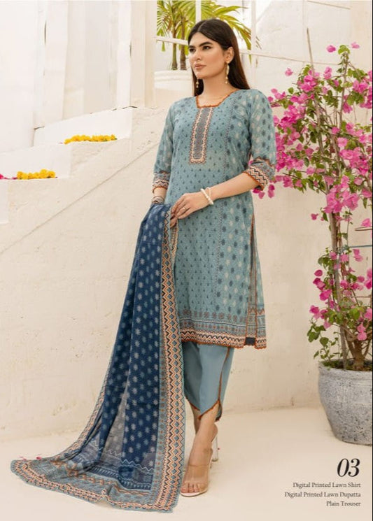 Bareera D3 Digital Printed Unstitched 3PC Lawn Suit with Dupatta – Qasrelibas