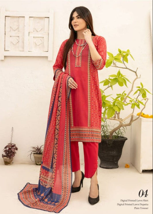 Bareera D4 Digital Printed Unstitched 3PC Lawn Suit with Dupatta – Qasrelibas