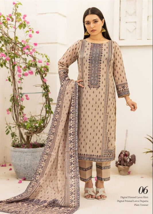 Bareera D6 Digital Printed Unstitched 3PC Lawn Suit with Dupatta – Qasrelibas
