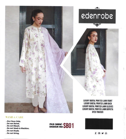 SB01 Digital Printed Unstitched 3PC Lawn Suit with Dupatta – Qasrelibas