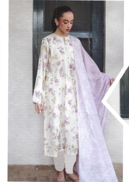 SB01 Digital Printed Unstitched 3PC Lawn Suit with Dupatta – Qasrelibas