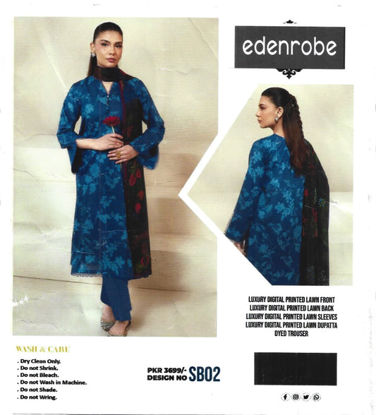 SB02 Digital Printed Unstitched 3PC Lawn Suit with Dupatta – Qasrelibas