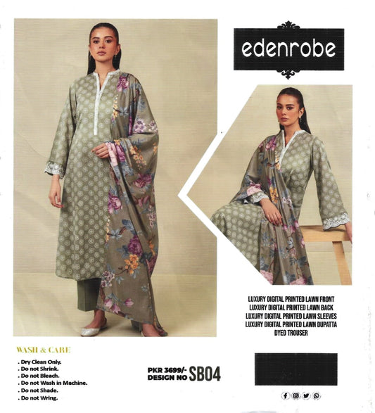 SB04 Digital Printed Unstitched 3PC Lawn Suit with Dupatta – Qasrelibas