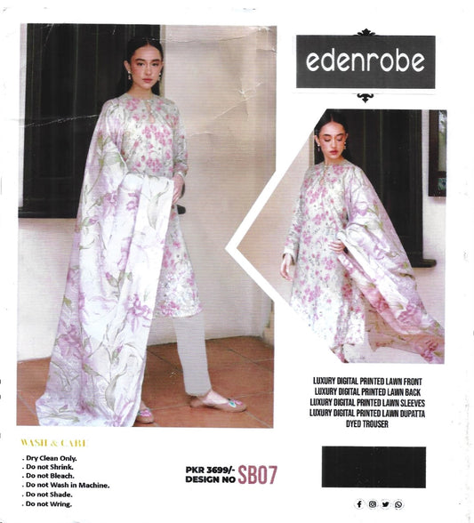 SB07 Digital Printed Unstitched 3PC Lawn Suit with Dupatta – Qasrelibas