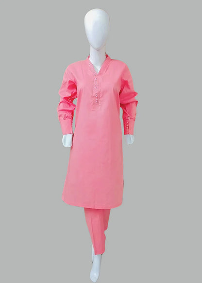 Breeze 02 – Stitched 2PC Lawn Suit with Pearl Neckline & Cuff Sleeves | Qasrelibas