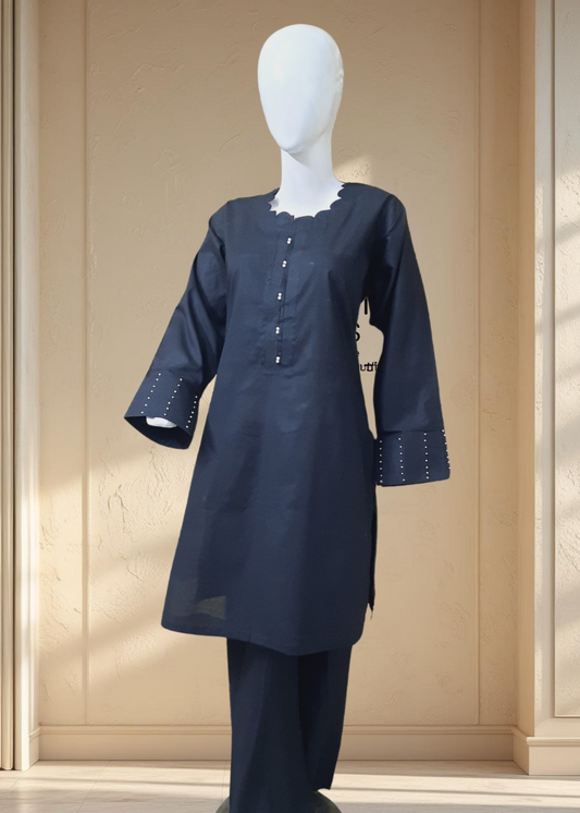 Breeze 07 – 2PC Lawn Suit with Cutwork Neckline & Pearl Details | Qasrelibas