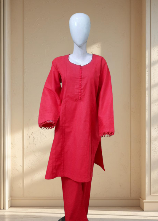 Breeze 10 – 2PC Lawn Suit with Button Neckline, Pleats & Looped Sleeves | Qasrelibas