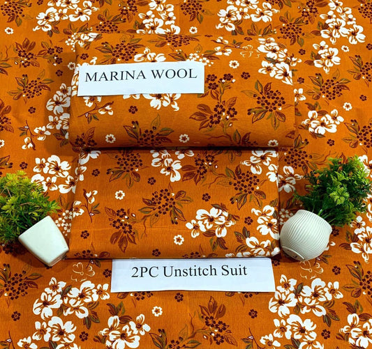 Allover Floral Printed Cotton Unstitched 2PC Suit | Qasrelibas