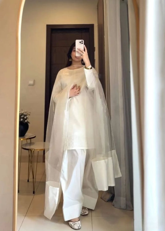 Breeze 11 – 3PC Lawn Suit with Pearl Neckline, Farshi Shalwar & Organza Dupatta | Qasrelibas