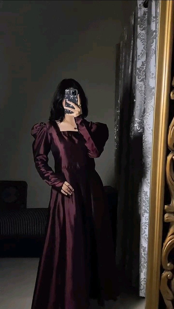 Grace 07 — 2PC Stitched Raw Silk Maxi Set with Puff Sleeves & Capri Trouser | Qasrelibas