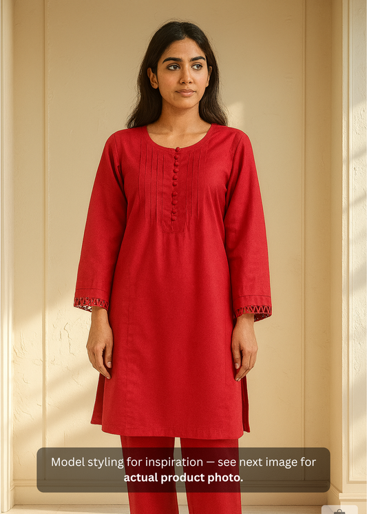 Breeze 10 – 2PC Lawn Suit with Button Neckline, Pleats & Looped Sleeves | Qasrelibas