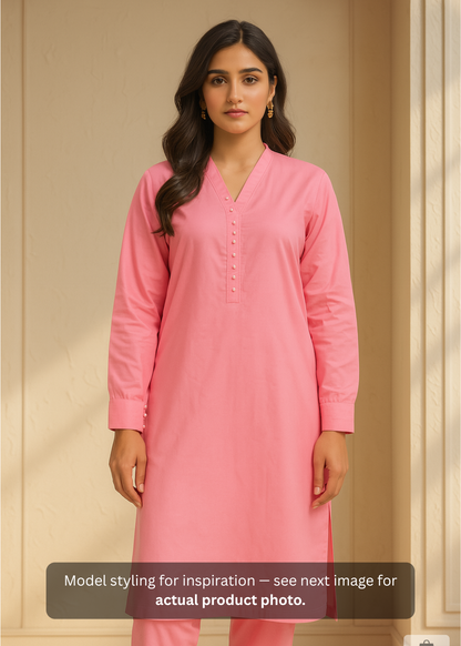 Breeze 02 – Stitched 2PC Lawn Suit with Pearl Neckline & Cuff Sleeves | Qasrelibas