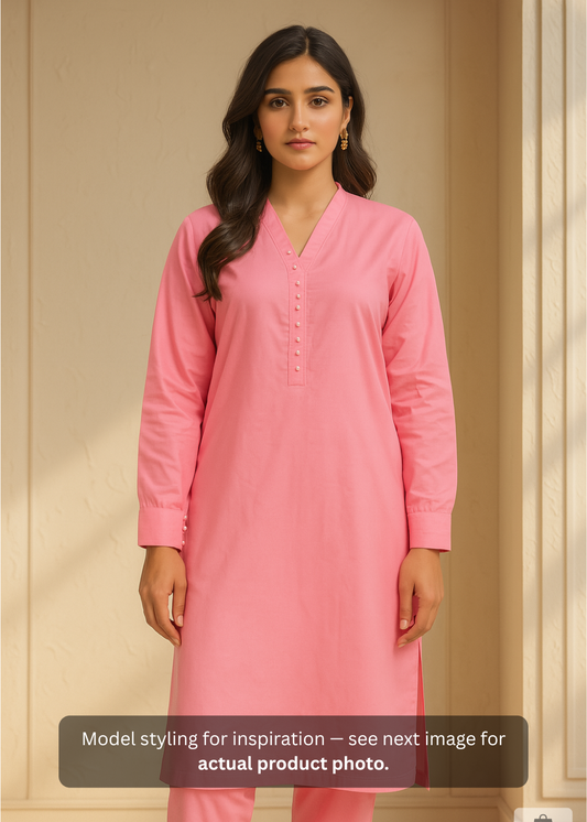 Breeze 02 – Stitched 2PC Lawn Suit with Pearl Neckline & Cuff Sleeves | Qasrelibas