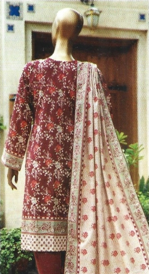 Printed Khaddar Unstitched 3PC Suit with Dupatta – D-048 | Qasrelibas