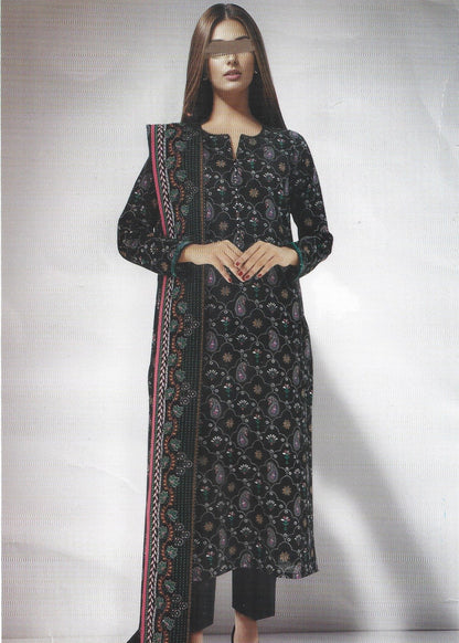 Printed Khaddar Unstitched 3PC Suit with Premium Dupatta | Qasrelibas