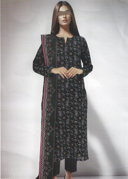Printed Khaddar Unstitched 3PC Suit with Premium Dupatta | Qasrelibas