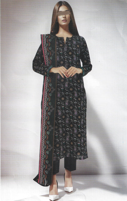 Printed Khaddar Unstitched 3PC Suit with Premium Dupatta | Qasrelibas