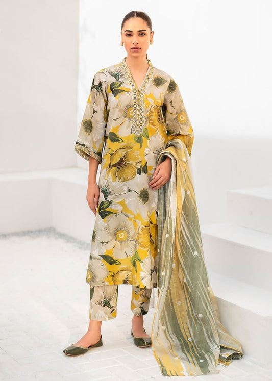 Allover Printed Karandi Unstitched 3PC Suit with Dupatta | Qasrelibas