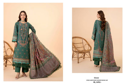 Digital Printed Khaddar Unstitched 3PC Suit with Dupatta – Clover | Qasrelibas