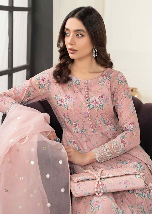 Digital Printed & Embroidered Unstitched 3PC Lawn Suit with Chiffon Dupatta – Qasrelibas