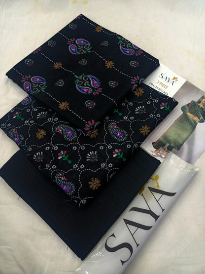 Printed Khaddar Unstitched 3PC Suit with Premium Dupatta | Qasrelibas