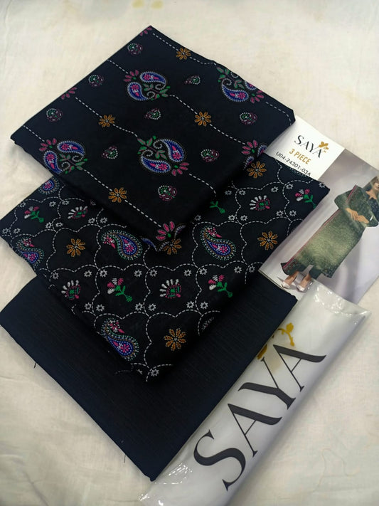 Printed Khaddar Unstitched 3PC Suit with Premium Dupatta | Qasrelibas