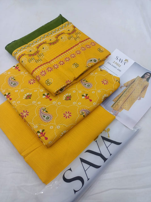 Printed Khaddar Unstitched 3PC Suit with Premium Dupatta | Qasrelibas