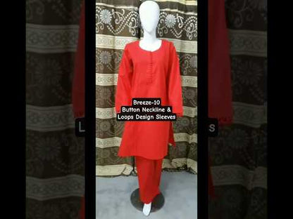Breeze 10 – 2PC Lawn Suit with Button Neckline, Pleats & Looped Sleeves | Qasrelibas