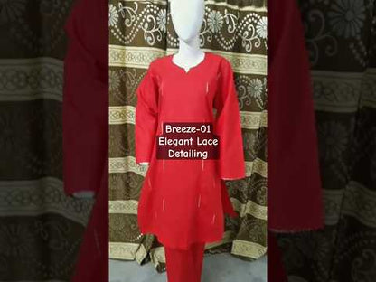Breeze 01 – Stitched 2PC Lawn Suit for Women with Lace Detailing | Qasrelibas