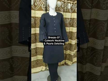 Breeze 07 – 2PC Lawn Suit with Cutwork Neckline & Pearl Details | Qasrelibas
