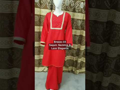 Breeze 03 – 2PC Stitched Lawn Suit with Sequin & Lace Detailing | Qasrelibas