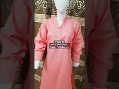 Breeze 02 – Stitched 2PC Lawn Suit with Pearl Neckline & Cuff Sleeves | Qasrelibas